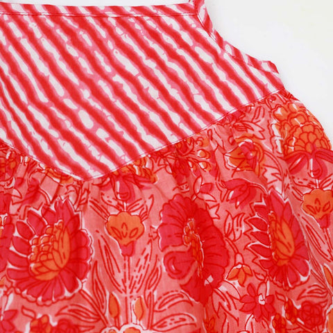 Red Leheriya Printed Cotton Sleeveless Dress
