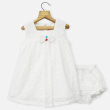 Load image into Gallery viewer, White Pleated Sleeveless Cotton Dress With Bloomer
