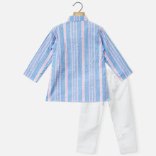 Load image into Gallery viewer, Blue Striped Full Sleeves Kurta With White Pajama
