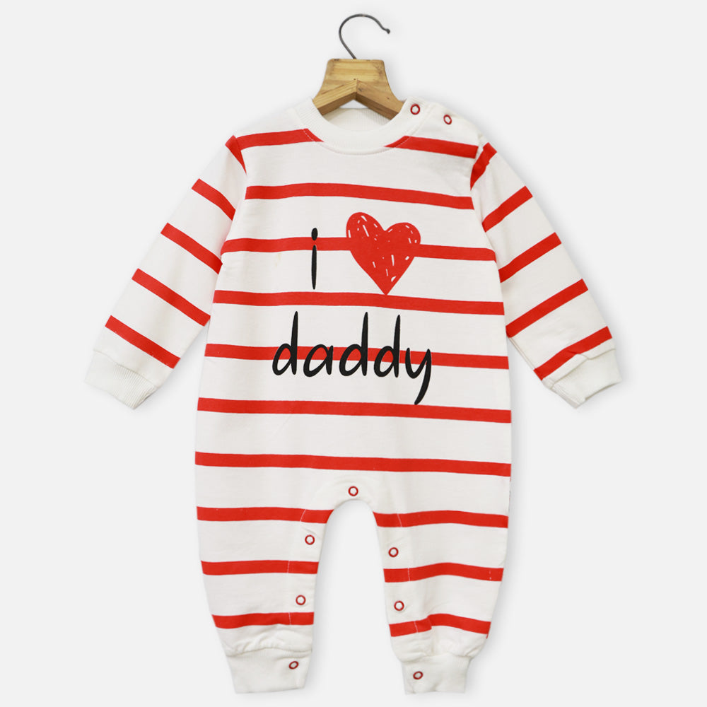 White I Love Daddy Theme Full Sleeves Romper