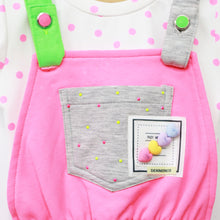 Load image into Gallery viewer, Colorblock Dungaree With White Polka Dots Top
