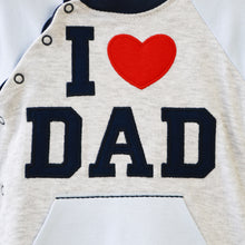 Load image into Gallery viewer, I Love Dad Applique Footsie With Cap- Red, Blue &amp; White
