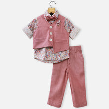 Load image into Gallery viewer, Pink Waistcoat With White Floral Shirt &amp; Pant
