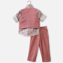 Load image into Gallery viewer, Pink Waistcoat With White Floral Shirt &amp; Pant
