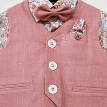 Load image into Gallery viewer, Pink Waistcoat With White Floral Shirt &amp; Pant
