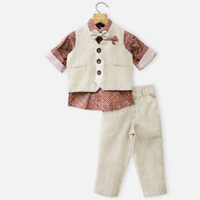 Load image into Gallery viewer, Grey Waistcoat With Maroon Printed Shirt &amp; Pant
