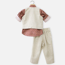 Load image into Gallery viewer, Grey Waistcoat With Maroon Printed Shirt &amp; Pant
