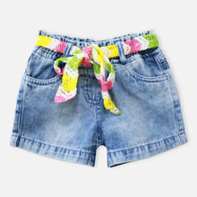 Load image into Gallery viewer, Yellow Crochet Top With Denim Shorts
