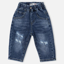 Load image into Gallery viewer, Blue Distressed Elasticated Waistband Jeans
