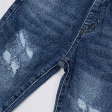 Load image into Gallery viewer, Blue Distressed Elasticated Waistband Jeans
