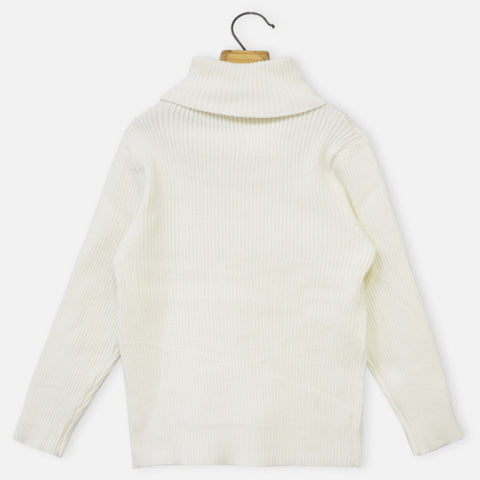 Striped Turtle Neck Jumper- Black, White & Beige