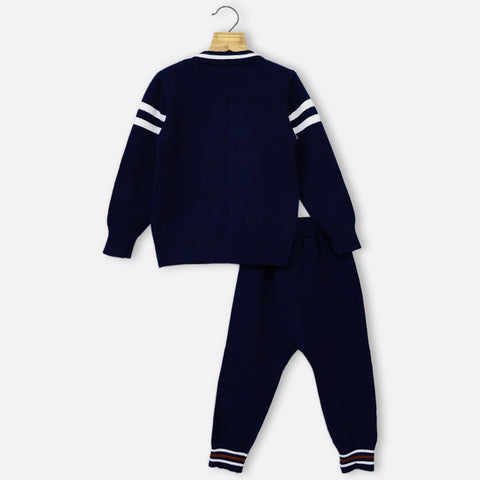 Navy Blue Panda Theme Sweater With Bottom