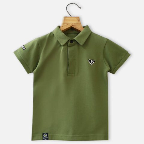 Orange & Green Half Sleeves Polo T-Shirt