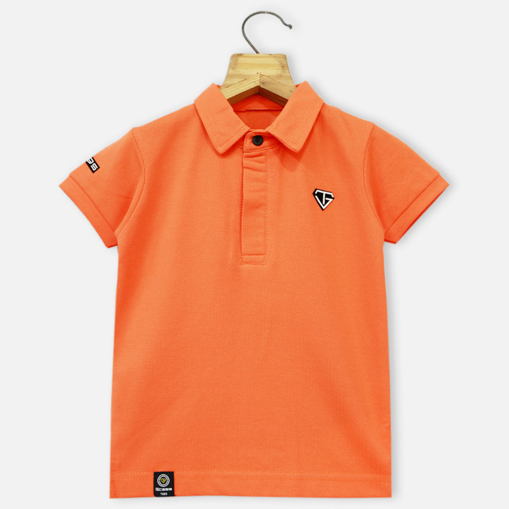 Orange & Green Half Sleeves Polo T-Shirt