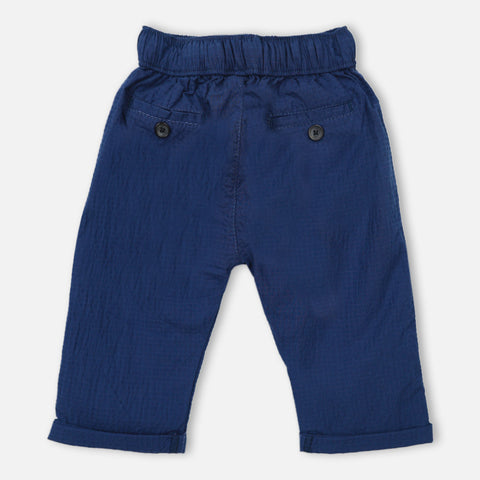 Blue Cotton Elasticated Waist Pants