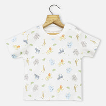 Load image into Gallery viewer, Rust Dungaree With Animal Theme T-Shirt
