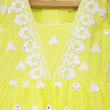 Load image into Gallery viewer, Neon Yellow Lucknowi Cotton Kurta With Sharara &amp; Dupatta
