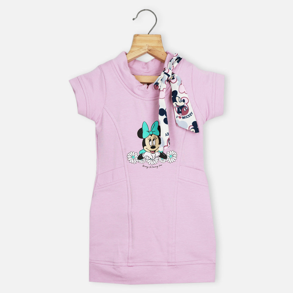 Yellow & Lilac Minnie Mouse Theme Straight Fit Dress