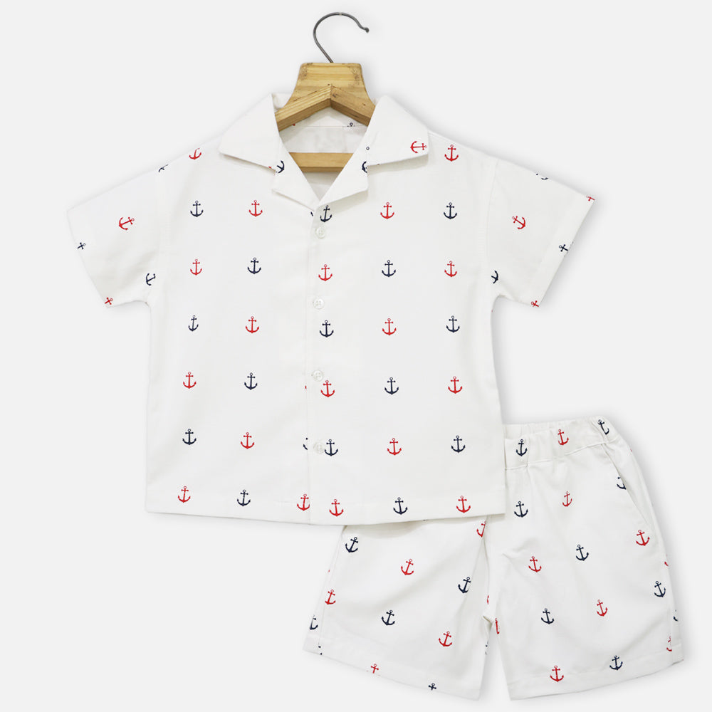 White Shirt With Shorts Cotton Co-Ord Set