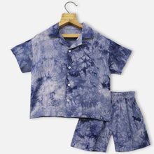 Load image into Gallery viewer, Blue Shirt With Shorts Cotton Co-Ord Set
