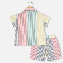 Load image into Gallery viewer, Yellow Striped Shirt With Shorts Cotton Co-Ord Set

