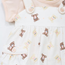 Load image into Gallery viewer, White Dungaree Dress With Peach Top
