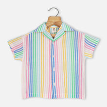 Load image into Gallery viewer, Colorful Striped Shirt With Shorts Cotton Co-Ord Set
