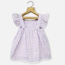 Load image into Gallery viewer, Purple Checked Muslin Cotton Dress With Bloomer &amp; Headband
