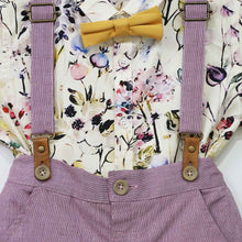 Load image into Gallery viewer, Violet floral Printed Shirt &amp; Shorts With Suspender Set
