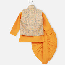 Load image into Gallery viewer, Yellow Nehru Jacket With Yellow Kurta &amp; Dhoti
