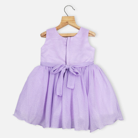 Lilac Glitter Embellished Sleeveless Party Dress