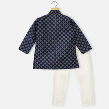 Load image into Gallery viewer, Navy Blue Geometric Kurta With Pajama
