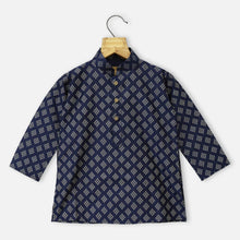 Load image into Gallery viewer, Navy Blue Geometric Kurta With Pajama
