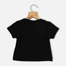 Load image into Gallery viewer, White &amp; Black Typographic Printed Half Sleeves Top
