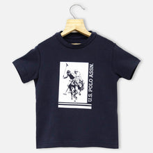 Load image into Gallery viewer, Navy Regular Fit Printed T-Shirt
