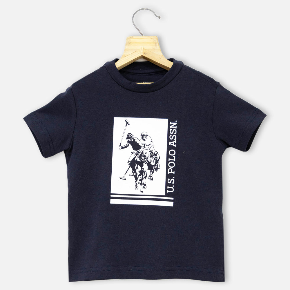 Navy Regular Fit Printed T-Shirt