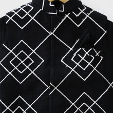 Load image into Gallery viewer, Black &amp; Yellow Embroidered Nehru Jacket With Kurta &amp; Pajama
