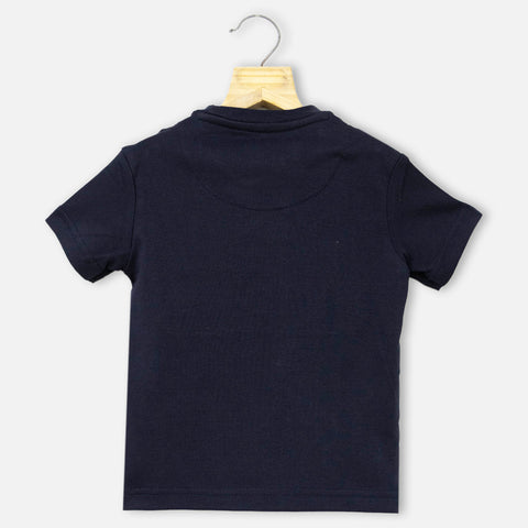 Navy Regular Fit Printed T-Shirt