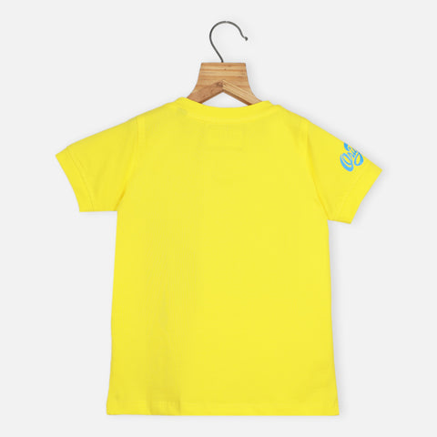 Yellow Embossed Half Sleeves T-Shirt
