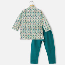 Load image into Gallery viewer, Teal Embroidered Full Sleeves Kurta With Pajama
