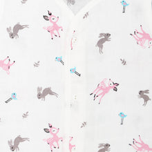 Load image into Gallery viewer, White Deer Printed Muslin Sleeveless Jabla With Shorts
