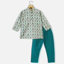 Load image into Gallery viewer, Teal Embroidered Full Sleeves Kurta With Pajama
