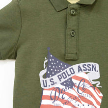 Load image into Gallery viewer, Olive Regular Fit Printed Polo T-Shirt
