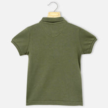 Load image into Gallery viewer, Olive Regular Fit Printed Polo T-Shirt
