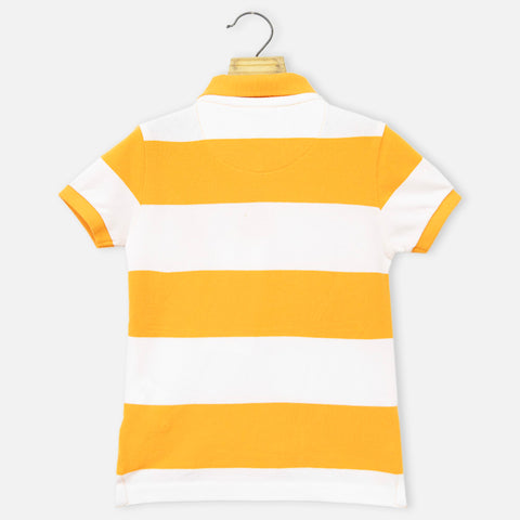 Yellow Regular Striped Polo T-Shirt