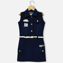 Load image into Gallery viewer, Blue Sleeveless Denim Dress With Belt
