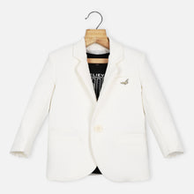 Load image into Gallery viewer, White Striped Blazer With Black Half Sleeves T-Shirt
