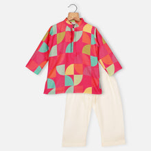 Load image into Gallery viewer, Geometric Printed Kurta With Pajama- Pink &amp; Beige
