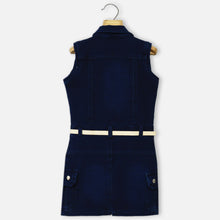 Load image into Gallery viewer, Blue Sleeveless Denim Dress With Belt
