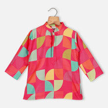 Load image into Gallery viewer, Geometric Printed Kurta With Pajama- Pink &amp; Beige
